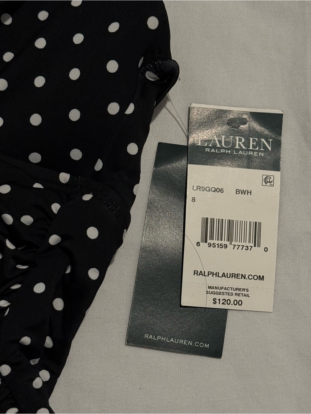 Lauren Ralph Lauren Black & White Polka Dot Halter One-Piece Swimsuit - Picture 5 of 5